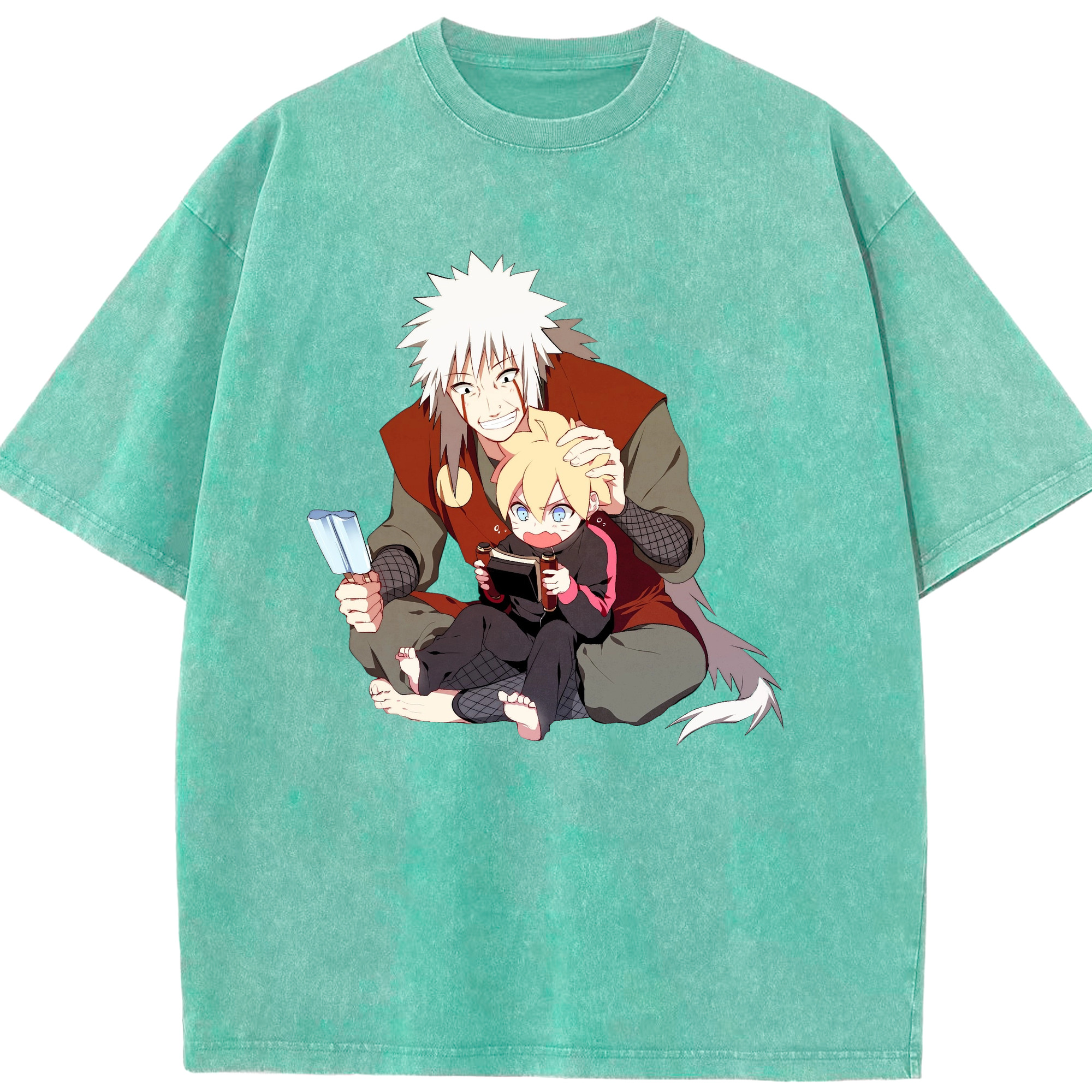 （画像用） NARUTO -ナルト- 自来也（じらいや） Jiraiya 綿100% ヴィンテージ風 半袖Tシャツ（フロントプリント）